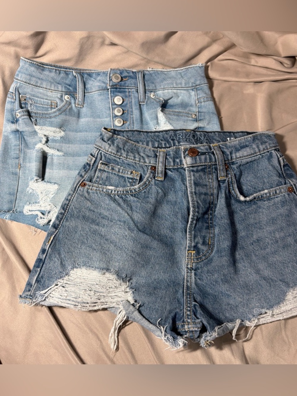 Lot of 2 Jean Denim Shorts Cut-Off Distressed Blue Juniors Women’s Size 1 / 25”